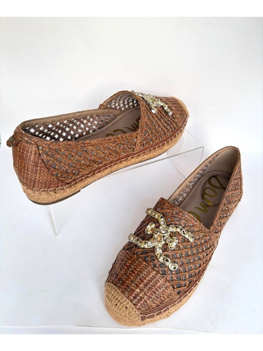 Sam Edelman Khiara Raffia Espadrille Flats Brown Woven Womens Loafers Size 7